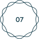 Circular geometric pattern with the number 01 in the center, outlined in dark teal lines on a transparent background, conveying a modern and organized tone
